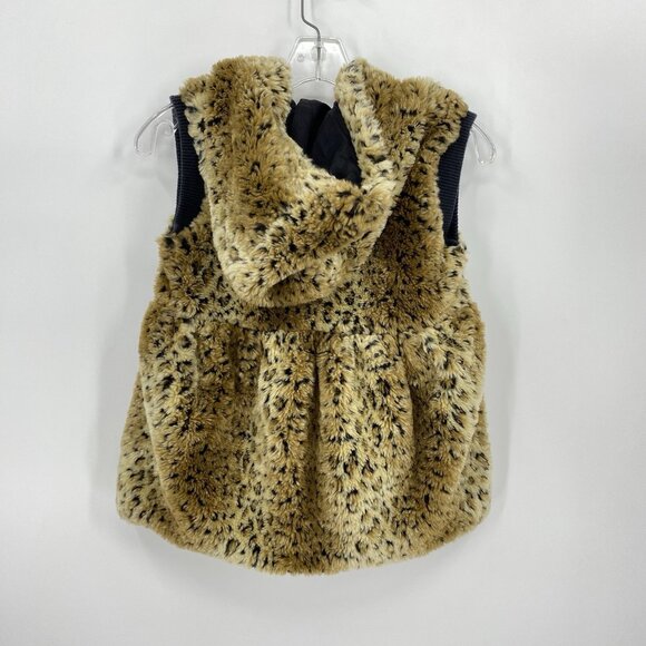 Juicy Couture Sleeveless Hooded Vest Cheetah Leopard Faux Fur Buttons Girls 14 - Picture 4 of 4